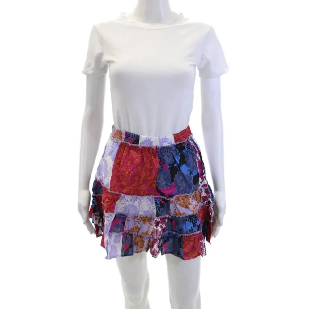 BB Dakota Womens Cotton Mixed Floral Print A Line Skirt Multicolor Size S